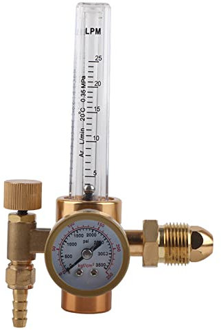 Argon Flowmeter Regulator, All Brass Argon Pressure Reducer Regulator Gas Flowmeter G5/8 Male Thread CGA580 Connector Argon CO2 Mig Tig Meter for TIG Argon Arc Welding