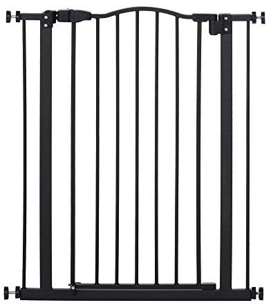 PawHut Pressure Fit Dog Stair Gate No Drilling Safety Gate Auto Close for Doorways, Hallways, 74-80cm Adjustable, 78cm Tall, Black