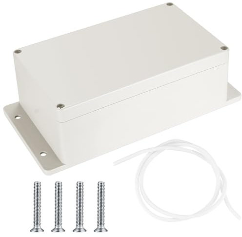 Elektronik Anschlussdose, Abzweigdosen wasserdichte IP65, Verteilerdose Aufputz, Aufputzdose, Electronic Projekt Box, Anschlusskasten Gehäuse Kunststoff (grauweiße Farbe, mit festem Ohr, 200x120x75mm)