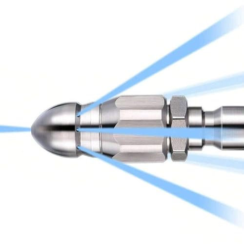Powerful Pipe Cleaning and Unclogging Nozzle, Pressure Washer Sewer Jet Nozzle, Stainless Steel Sewer Cleaning Tool High-Pressure Nozzle 1/4'' Quickly Connector for High Pressure Washer Clean