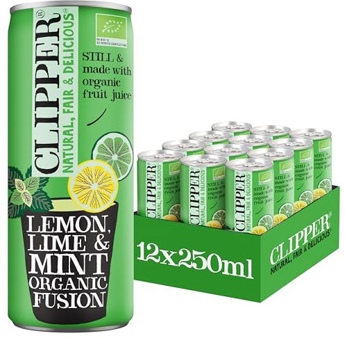CLIPPER - Boisson Rafraichissante Bio - Fusion Citron, Citron Vert, Menthe - Sans sucre ajoutés - 25cl x 12