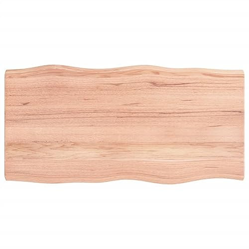 Massivholz-Tischplatte, Baumkante, Massivholzplatte, Baumkante, Holzplatte, Ersatz-Tischplatte, Holzplatte für Heimwerker, Arbeitsplatten & Tische, 60 x 50 x 4 cm, massives Eichenholz, unbeh