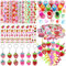 Moltby 110PC Erdbeer Party Mitgebsel -Fun Berry Slap Armbänder, Stempel, Tattoos Aufkleber, Schlüsselanhänger, und Trinkhalme für Kinder Mädchen Berry ersten Geburtstag Parteien Baby-Dusche