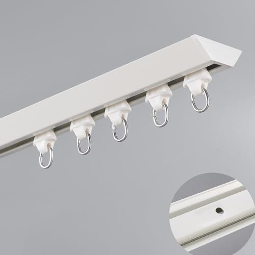 Binario Tenda Soffitto Binario Scorrevole per Tende da Casa Lungo 3,2 Piedi-26,2 Piedi, Binario per Tenda da Soffitto Silenzioso per Finestra / Porta, Staffe per Tende Trapezoidali per Uffici(White,3.