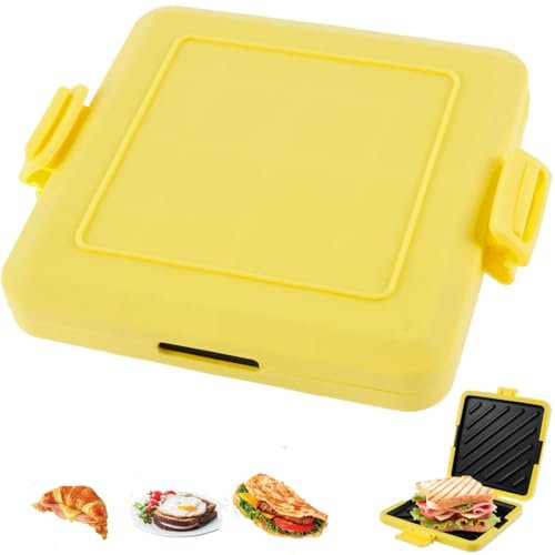Machine à toastie au micro-ondes, four à sandwich grillé sans fil en silicone, revêtement anti-adhésif et chauffage rapide pour cuire de délicieux sandwichs croustillants (jaune)