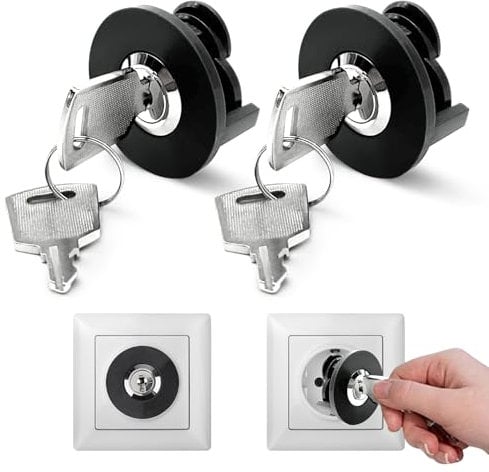 2 Stück Steckdosenschloss, Abschließbare Steckdose, Kindersicherung Steckdose, Stromdiebstahl Verhindern,Schützt vor Missbrauch, Im Innen- und Außenbereich weit verbreitet (2)