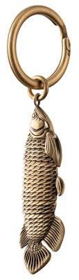 COPPERTIST.WU Arowana Fidget-Schlüsselanhänger Aus Messing, Fisch-Anhänger, Geschenk Für Männer Und Frauen, Autoschlüssel-Dekoration, Messing, L