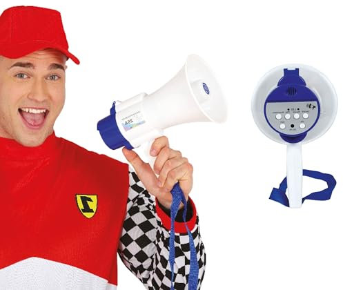 FIESTAS GUIRCA | Megafon mit Lautsprecher (24 cm) - Lustiges Gadget für Geburtstagsfeiern und Junggesellenabschiede - Musikinstrument Zubehör für Feiern - Weiß