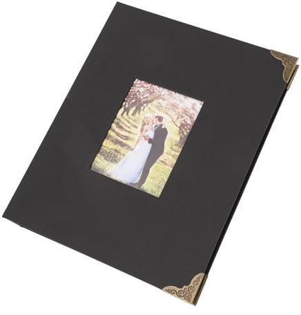 Qukaim Baby Fotoalbum mit Frontfenster Baby Fotoalbum mit Frontfenster, DIY Scrapbook Album für Baby, Schwarze Innenseiten, Erinnerungsbuch, Ideal für Babyfotos und Meilensteine, 9,5 x 11,5