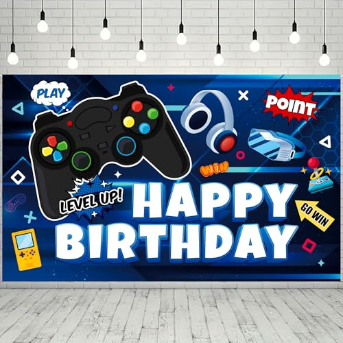 Videospiel Geburtstag Hintergrund, 71'' x 43'' Videospiel Hintergrund Spielhintergrund für Dekorationen für Gaming Geburtstagspartys & Videospiele Kinder Geburtstag Dekoration