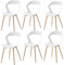GrandCA HOME Juego de 6 sillas de Comedor, sillas de Cocina con Respaldo Hueco, Grano de Madera, Patas de Hierro y Metal (Blanco, 6)