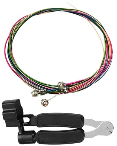 6 Cuerdas De Guitarra Coloridas Y 1 Herramienta De Cambio De Cuerdas Negra, Reemplazo De Cuerdas De Guitarra, Accesorios De Guitarra, Cuerdas De Guitarra Inoxidables