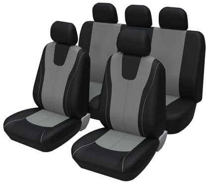 MaKeMoney Auto Sitzbezüge Sets FüR Ford Puma/Puma St SUV 2019 2020 2021 2022 2023 2024 2025, Atmungsaktiv Sitzschone Auto Innenraum Zubehör,E/Black Gray