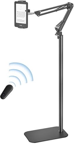 VOLTIFYMAX Soporte de piso para tablet con girador de páginas Kindle, soporte ajustable para tablet para accesorios Kindle, iPad/Mini/Pro, Samsung Galaxy, regalo para eeaders, dispositivos de 4.7 a 13