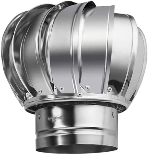 Zanotva Kaminhaubenkappe, Edelstahl, rotierender Spinner, Anti-Downdraught, passend for die meisten Standard-Kaminköpfe, Rotationsturbinenventilator(160mm/6.3Inch)