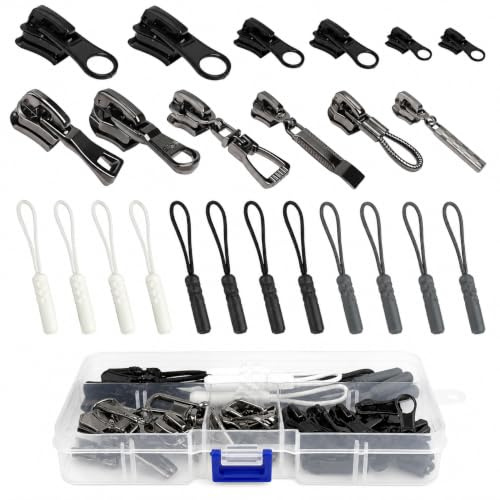 24 Stück Reissverschluss Zipper Ersatz, Reißverschluss Reparatur Set | Reißverschluss Schieber Ersetzen Geeignet für Harz/Nylon/Metall Reißverschlüsse, für Rucksack, Bekleidung, Sportswear, mehr