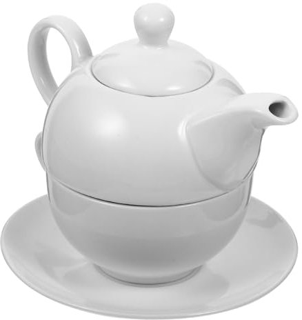 CHICAMPERA 1 ensemble Théière Porcelaine Blanche avec Tasses et Soucoupes Service à Café et Thé pour et Événements Festifs