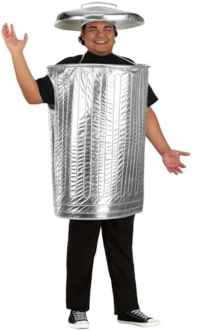 Plus Size Adult Trash Can Costume Tunic and Lid Hat | Funny Halloween Garbage Bin Outfit for Men or Women
