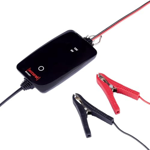 Accurat Opti Plus 1 6V/12V 1A Batterieladegerät Vollautomatisch für AGM | Gel, EFB & LiFePO4 Mikroprozessorgesteuerte 7‑Stufen Ladung mit LCD‑Display Erhaltungsladegerät für Motorradbatterien