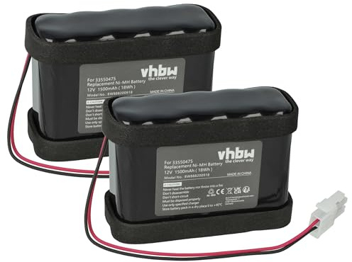 vhbw 2X Akku kompatibel mit Ditec Entrematic DAS107, DAB105 Schiebetorantrieb Torantrieb Drehtorantrieb (1500 mAh, 12 V, NiMH)