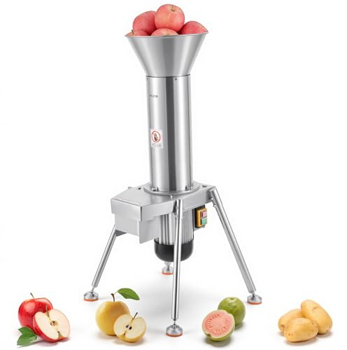 VEVOR Trituradora Eléctrica de Frutas 1100 W, Máquina Trituradora de Manzanas Independiente de Acero Inoxidable, para Manzanas Enteras de hasta 80 mm de Diámetro, para Pera, Piña, Zanahoria, Patata