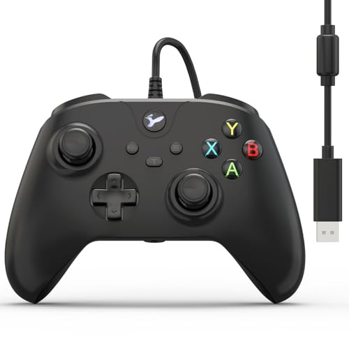 Kabelgebundener controller für xbox one,Wired Controller für Xbox Series X|S, Xbox One & Windows 10/11, Plug and Play Gaming Gamepad mit Hall-Effekt Joysticks/Hall Trigger, 3.5mm Audio Jack (Schwarz)