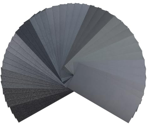 Set di 42 Carte Abrasive con Grana 120-3000 – Carta Vetrata Professionale per Legno, Metallo, Carrozzeria Auto, Levigatura a Umido e a Secco, 23x9 cm, Carburo di Silicio Impermeabile