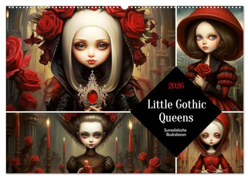 Little Gothic Queens. Surrealistische Illustrationen (Wandkalender 2026 DIN A2 quer), CALVENDO Monatskalender: Ein mystischer Kalender voll düsterer Schönheit (CALVENDO Kunst)