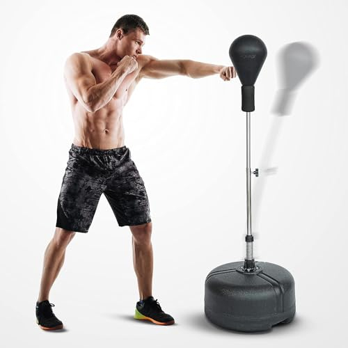 POWRX Punchingball I Standbox Trainer höhenverstellbar I Standboxball Profi verstellbar 110-150 cm I Box Ständer Standboxtrainer für Boxing Workout