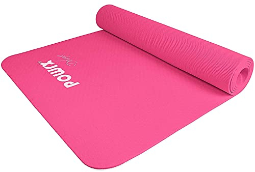 POWRX Deluxe Yogamatte (Pink 173 x 61 x 0,5 cm) - rutschfest - TPE umweltfreundlich | Gymnastikmatte TPE | Trainingsmatte | Pilates-/Übungsmatte | Hautfreundlich