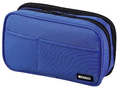 LIHITLAB Large Capacity Double Zipper Pencil Case For School Office College, Big Capacity 6 Compartments Pencil Bag Holder Adults Teen Boys Girls, Travel Cosmetics Storage, Blue (A7555-108)