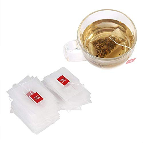 Asixx Tee Infuser Teefilter, 100 Stück Tee Infuser Beutel Teebeutel aus Nylon zum Halten von Teeblättern, Kräutern, Gewürzen oder Bouquet, Transparent 7 x 6 cm