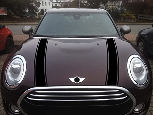 Streifen Stripes Aufkleber Motorhaube für F54 Clubman Mini Cooper (Schwarz, Design 2)