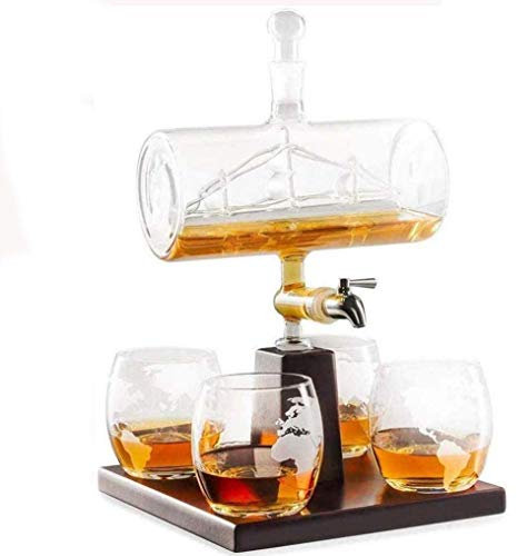 Ensemble De Carafe De Bateau À Vin Avec 4 Verres À Globe, Carafe À Whisky Avec Bateau Antique, Pour Cadeaux Liés Au Rhum-Alcool Pour Papa