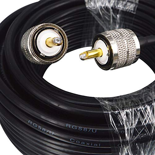 Boobrie Verbessert UHF auf UHF Kabel 20M RG58/U Kabel PL259 Adapter UHF Stecker zu UHF Stecker Radio Antennen Kabel Amateurfunk Kabel Geringer Verlust CB Koaxialkabel für Antenne/Rundfunk