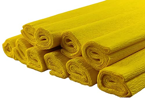 Netuno 10 Rollen Krepp-Papier Gelb 200 x 50 cm Bastelpapier Krepppapier zum Basteln gelbes Krepppapier Gelbtöne Bastelkrepp deko krepp Rollen farbig crepe paper yellow