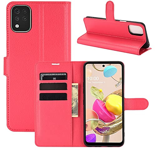 König Design Handyhülle kompatibel für LG K42 Schutztasche Case Cover Klapptasche Rot