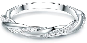 Trilani Damen Ring 925/- Sterling Silber | rhodiniert, Bandring, Zirkonia, weiß, Brillantschliff