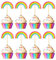 Bymivofun 24 Stück Regenbogen Kuchen Toppers, Cupcake Topper, Dekoration für Geburtstagsfeiern, Babypartys, Hochzeiten, Partys