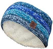 Damen-Stirnband, Wolle/Mohair, Fleece-gefüttert, handgestrickt, Neutralblau, Einheitsgröße, handgefertigt, Pachamama, Fair Trade