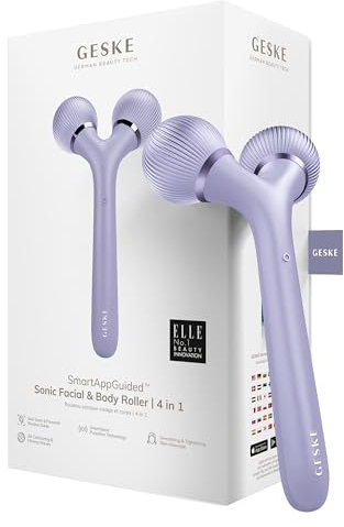 GESKE | SmartAppGuided™ Sonic Facial & Body Roller | 4 in 1 | Derma Roller | Gerät für Gesicht und Körper | Professioneller Gesichtsroller | Strafft und definiert Körper und Gesicht