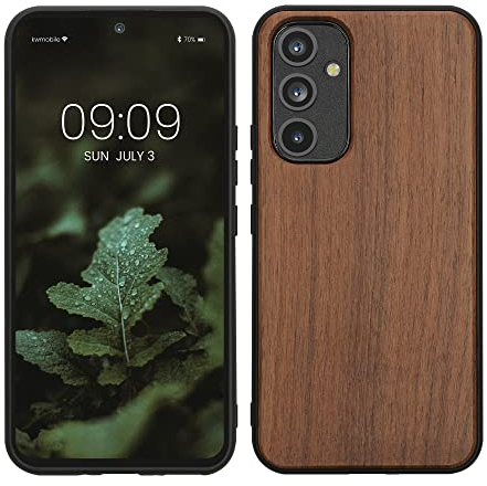 kwmobile Hülle kompatibel mit Samsung Galaxy A54 5G Hülle - Holz Case - stoßfestes Handy Cover - TPU Handyhülle in Dunkelbraun
