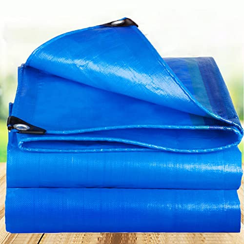 Bleu Bâche de Protection, 200g/m² Bâche Imperméable Plastique Serre avec œillets,Bache Sol Piscine pour extérieur Meubles de Jardin Tente,Bache Camion,Bache pour Pergola,5x10m/16.4x32.8ft