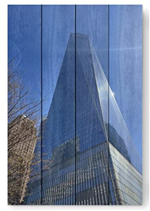 artboxONE Holzbild 60x40 cm Städte New York Skyline eine Welt von Künstler Emenesse
