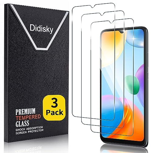 Didisky 3-Unidades Cristal Templado Protector de Pantalla para Xiaomi Redmi 10C 6.71''(no para Redmi 10A, Redmi 10 5G, Redmi 10 2022), Antihuellas, Sin Burbujas, Fácil de Limpiar, 9H Dureza
