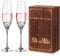Inweder Sektgläser mit Gravur Holz Geschenk Box 2Pcs Silber Champagner Gläser Weingläs Trinkgläser für Geburtstag Geschenk Hochzeit für Brautpaar Jubiläum Brautjungfer Verlobungs Geschenke