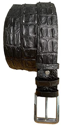 Echter Alligatorleder-Hornback-Gürtel für Herren, echte Krokodilhaut, Rückenknochen, Herrengürtel, Schwarz, Waist 54