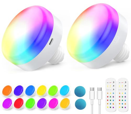 LABOREDUCER Wireless Rechargeable Under Cabinet Kitchen Lights with Remote 2 Pack,Battery Operated Under Cupboard Lights with RGB and Dimmable 2700K-6000K Indoor Light for Wardrobe Stair Wall Lights