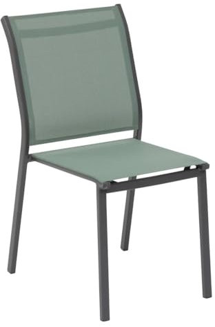 Hespéride - Chaise de Jardin Empilable Essentia Vert Olive - Aluminium Texaline - Dim 46 x 61 x 88 cm - Meuble d'Extérieur Résistant aux UVF