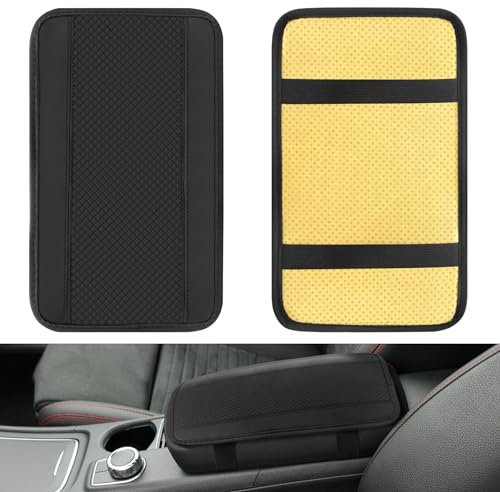 Cuscino per Bracciolo Auto in Pelle, Copertura per Console Centrale Auto per Maggiore Comfort e Stile, Accessori Universali per Auto, SUV e Camion (Nero)